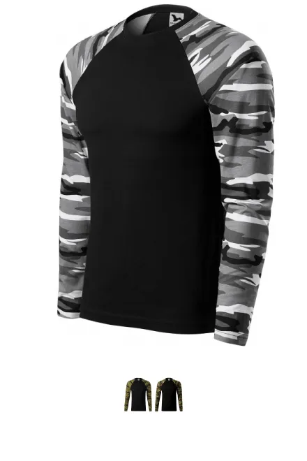 Koszulka moro z długim rękawem, kamuflaż szary