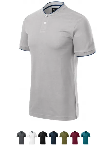 Męska koszulka polo z kołnierzykiem typu bomber, srebrnoszary
