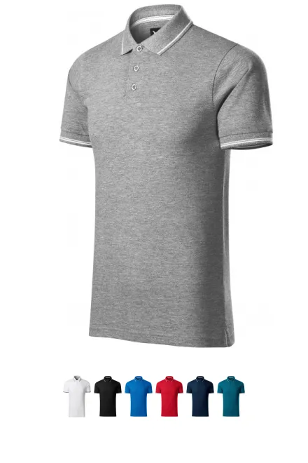 Męska koszulka polo z kontrastowymi detalami, ciemnoszary marmur