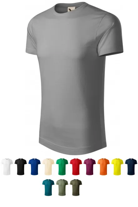 Męska koszulka z bawełny organicznej, stare srebro