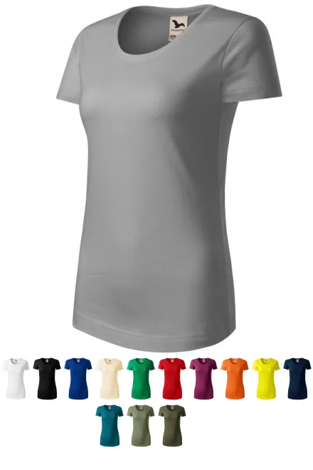 T-shirt damski z bawełny organicznej, stare srebro