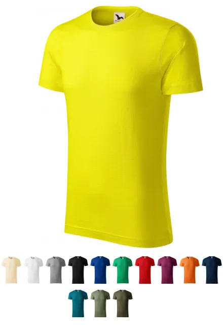 T-shirt męski, teksturowana bawełna organiczna, cytrynowo żółty