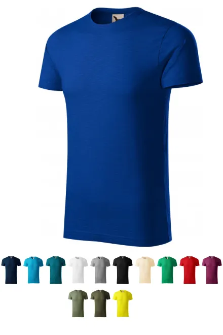 T-shirt męski, teksturowana bawełna organiczna, królewski niebieski