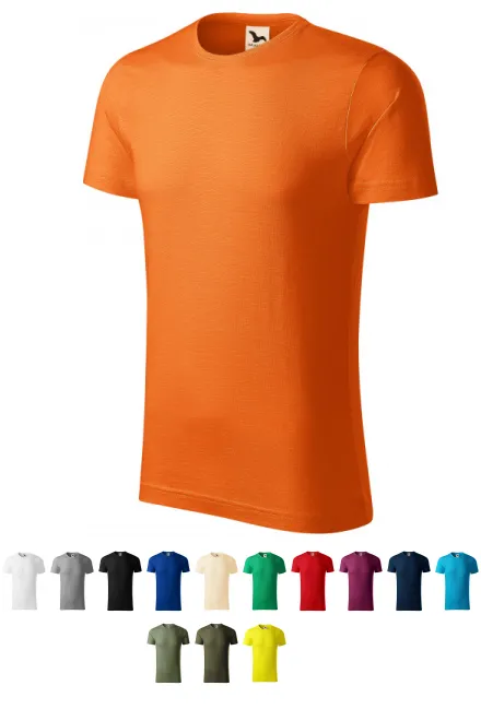 T-shirt męski, teksturowana bawełna organiczna, pomarańczowy
