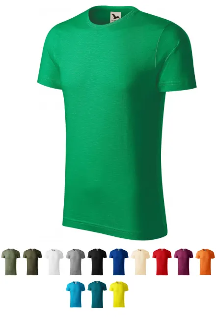 T-shirt męski, teksturowana bawełna organiczna, zielona trawa