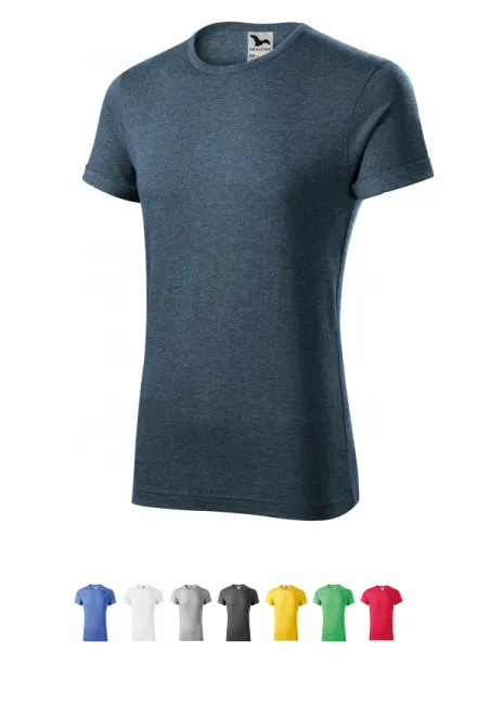 T-shirt męski z podwiniętymi rękawami, ciemny dżinsowy marmur