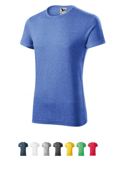 T-shirt męski z podwiniętymi rękawami, niebieski marmur