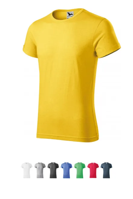T-shirt męski z podwiniętymi rękawami, żółty marmur