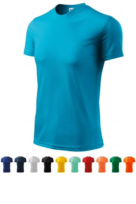 T-shirt z asymetrycznym dekoltem, turkus