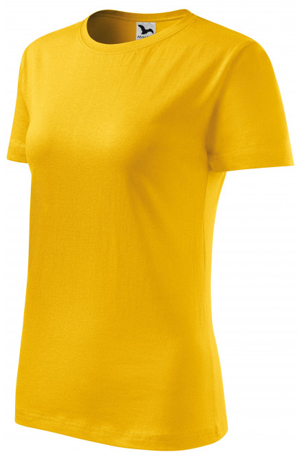 Klasyczna koszulka damska, żółty, krótkie koszulki