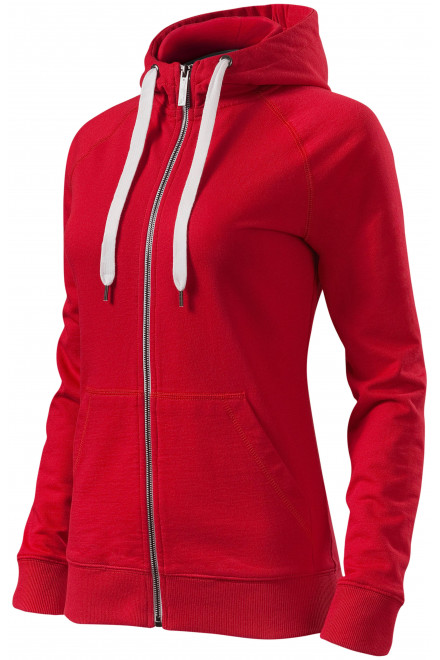 Kontrastowa bluza damska z kapturem, formula red, kurtki damskie
