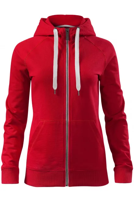 Kontrastowa bluza damska z kapturem - formula red, L