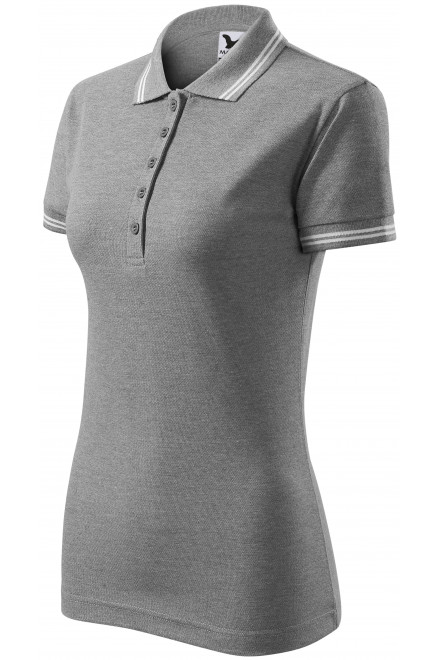 Kontrastowa koszulka polo damska, ciemnoszary marmur, koszulki