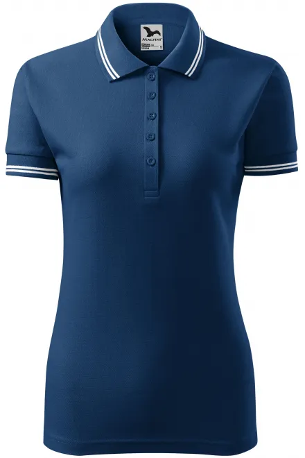 Kontrastowa koszulka polo damska - midnight blue, L