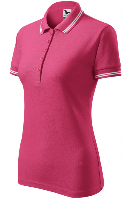 Kontrastowa koszulka polo damska, purpurowy, damskie koszulki polo