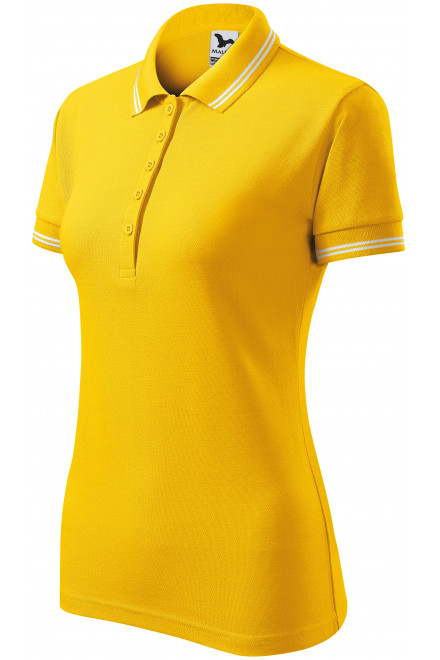 Kontrastowa koszulka polo damska, żółty, damskie koszulki polo