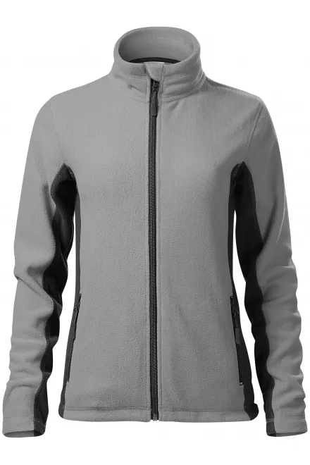 Kontrastowa kurtka damska z polaru - jasny szary, XS