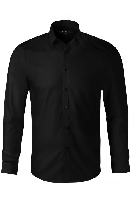 Koszula męska z długim rękawem Slim fit - czarny, S