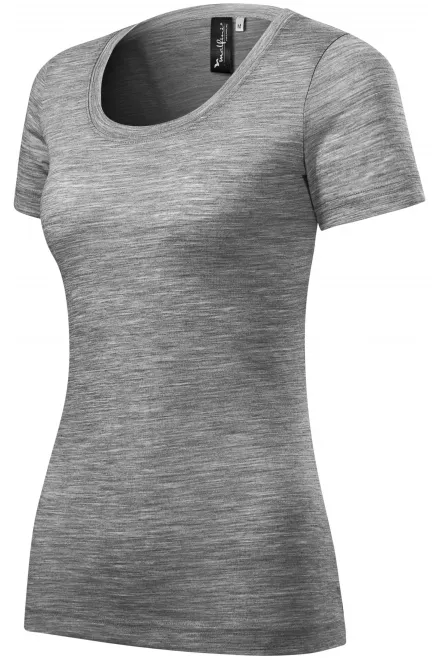 Koszulka damska wykonana z wełny Merino Mer, ciemnoszary marmur