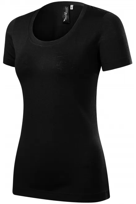 Koszulka damska wykonana z wełny Merino Mer, czarny