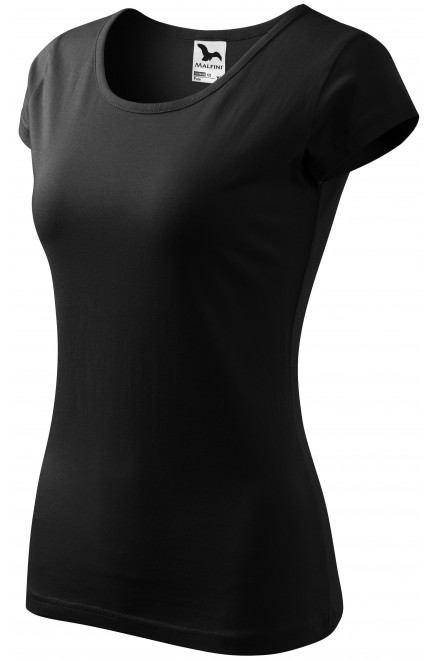 Koszulka damska z bardzo krótkimi rękawami, czarny, bawełniane koszulki