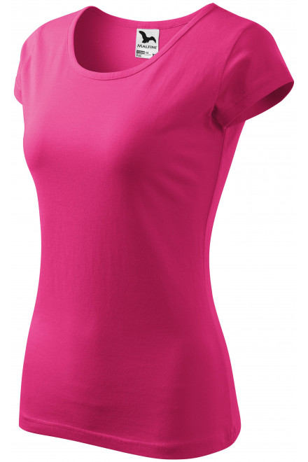 Koszulka damska z bardzo krótkimi rękawami, purpurowy, bawełniane koszulki