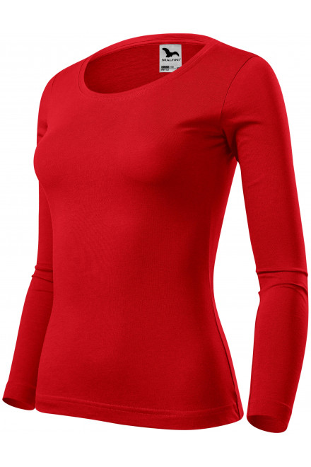 Koszulka damska z długim rękawem, czerwony, czerwone koszulki