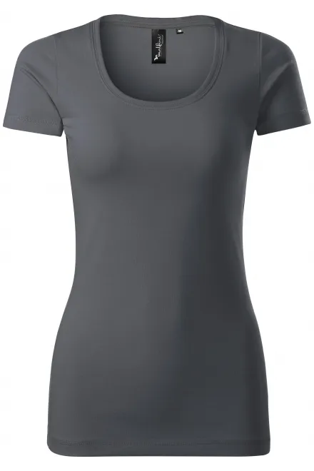 Koszulka damska z ozdobnymi przeszyciami - jasnoszary, M