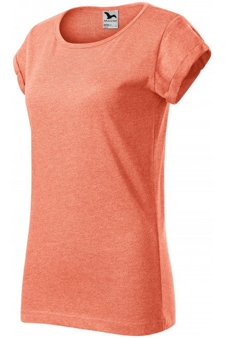 Koszulka damska z podwiniętymi rękawami, pomarańczowy marmur, koszulki damskie