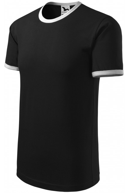 Koszulka kontrastowa unisex, czarny, zwykłe t-shirty