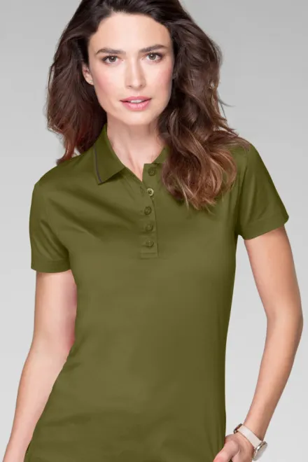 Damska elegancka merceryzowana koszulka polo, awokado