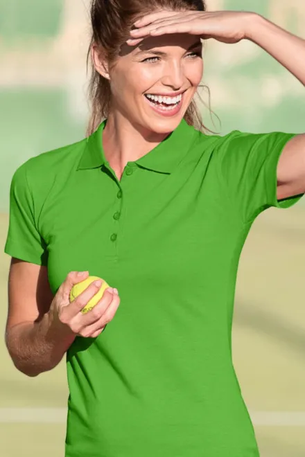 Damska koszulka polo slim fit, zielone jabłko