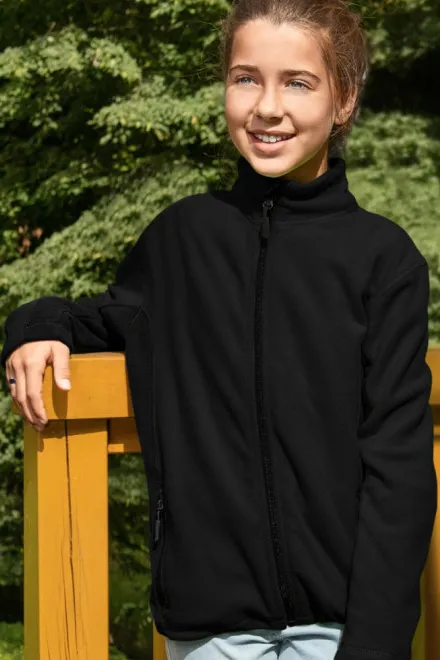 Kontrastowa kurtka z polaru dla dzieci, czarny