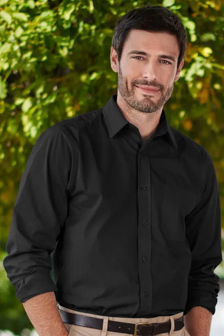 Koszula męska z długim rękawem, czarny