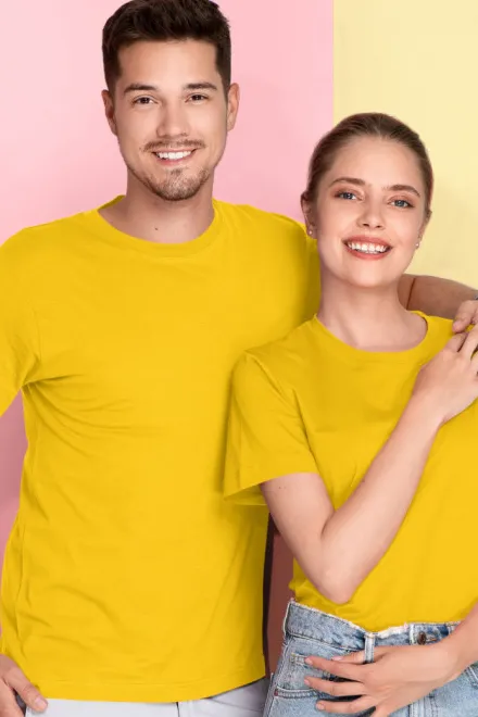 Lekka koszulka z krótkim rękawem, żółty