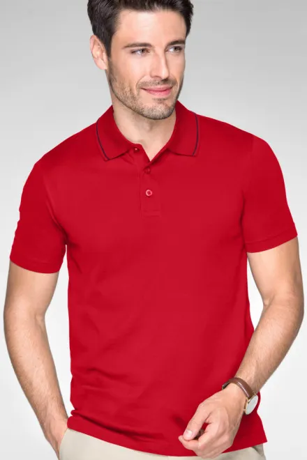 Męska elegancka merceryzowana koszulka polo, formula red