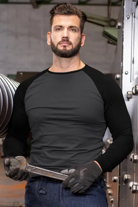 Męska koszulka kontrastowa z długim rękawem