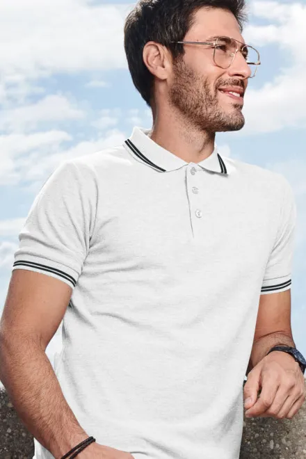 Męska koszulka polo w kontrastowym kolorze, biały