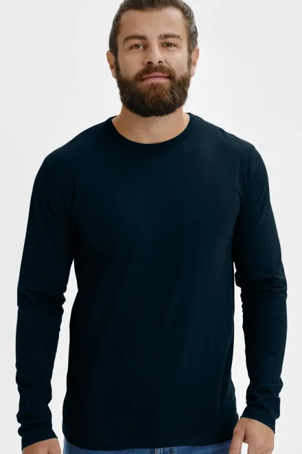Męska koszulka z długim rękawem, ciemny niebieski