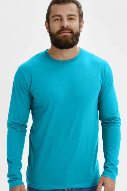 Męska koszulka z długim rękawem, turkus