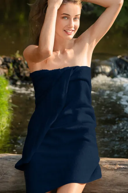 Ręcznik z bawełny organicznej, ciemny niebieski