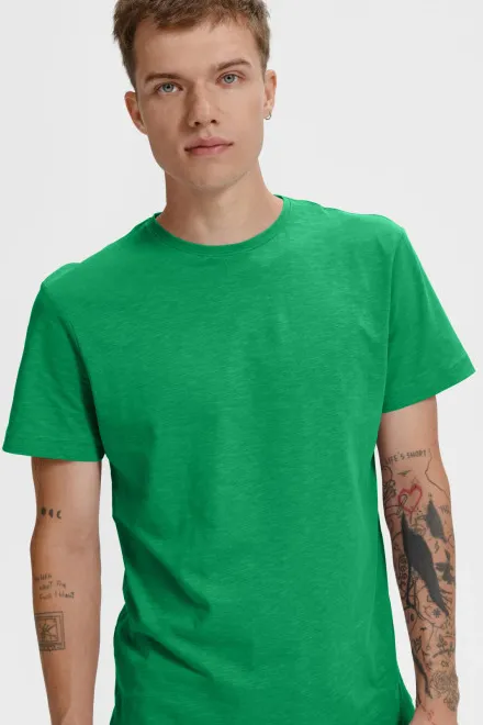 T-shirt męski, teksturowana bawełna organiczna, zielona trawa