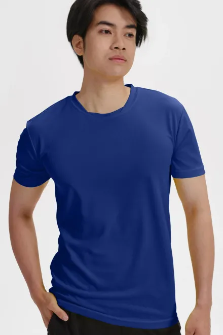 T-shirt z asymetrycznym dekoltem, królewski niebieski