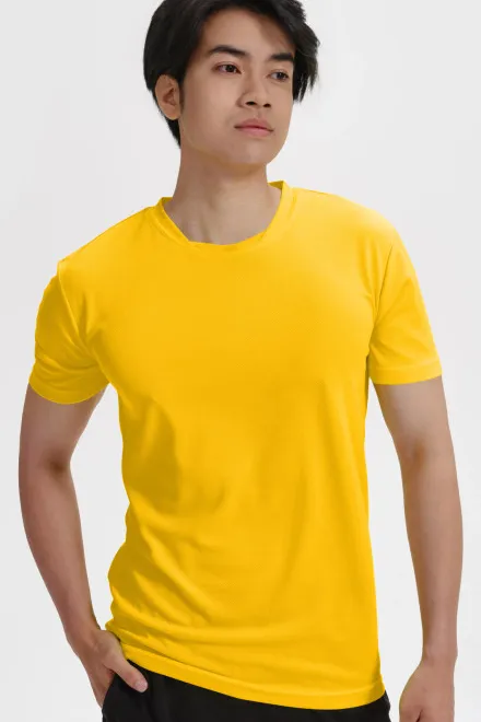 T-shirt z asymetrycznym dekoltem, żółty