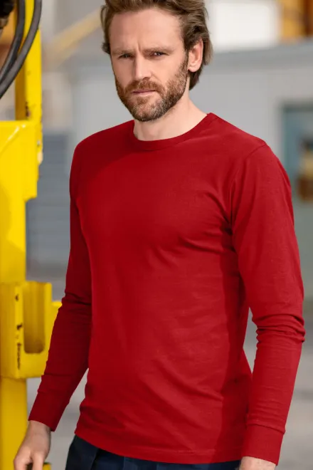 Trwała koszulka męska z długim rękawem, czerwony