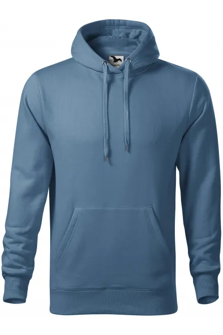 Męska bluza z kapturem bez zamka - denim, M