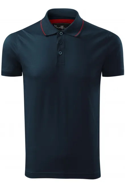Męska elegancka merceryzowana koszulka polo - ciemny niebieski, L