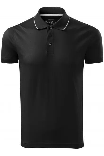 Męska elegancka merceryzowana koszulka polo - czarny, L