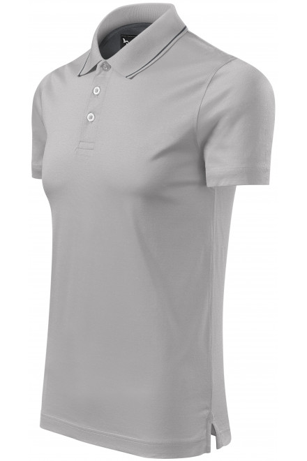Męska elegancka merceryzowana koszulka polo, srebrnoszary, zwykłe t-shirty