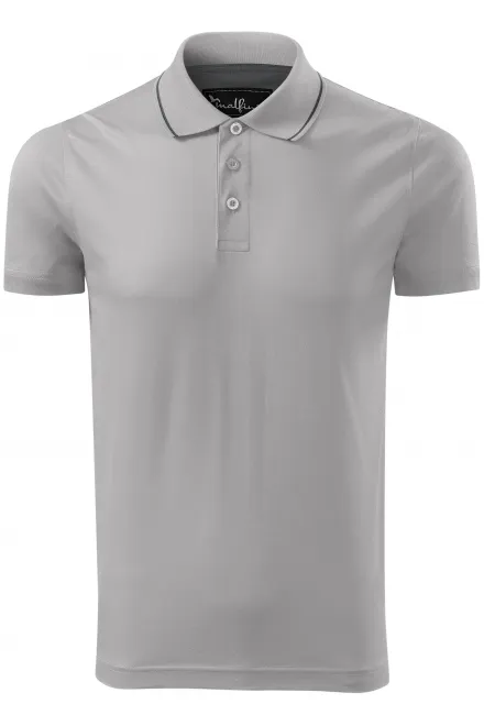 Męska elegancka merceryzowana koszulka polo - srebrnoszary, L